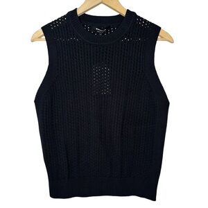 Whistles | Black Pointelle Knit Tank Top Sleeveless | Size S | NWT